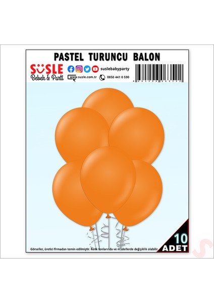 Turuncu Pastel Balon, 30CM x 10 Adet