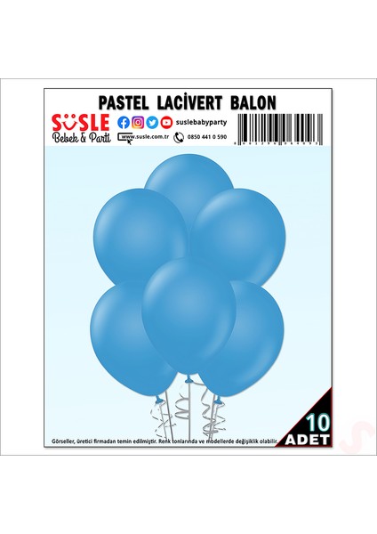 Lacivert Pastel Balon, 30CM x 10 Adet