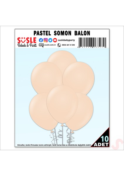 Somon Pastel Balon, 30CM x 10 Adet