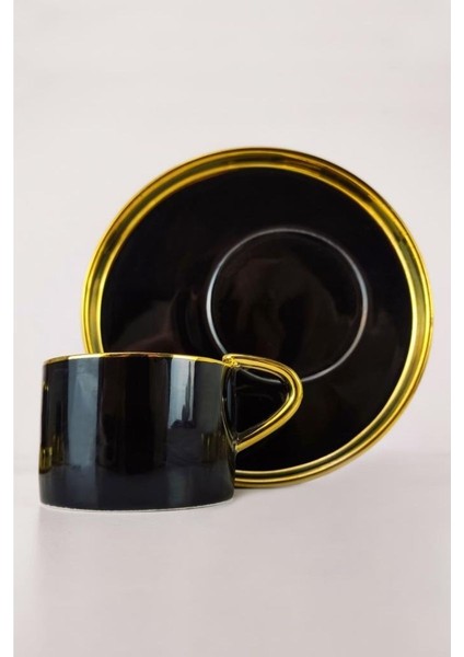 Porselen 2 Kişilik Yaldızlı Kahve Fincan Takımı Siyah - İST-85 modelleri