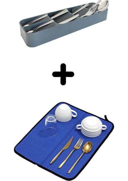 5'Li Çekmece Içi Kaşıklık + Bulaşık Kurutma Matı 2'Li Mutfak Seti