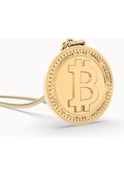 18 Ayar Altın Kaplama Bitcoin Ayarlanabilir Kolye