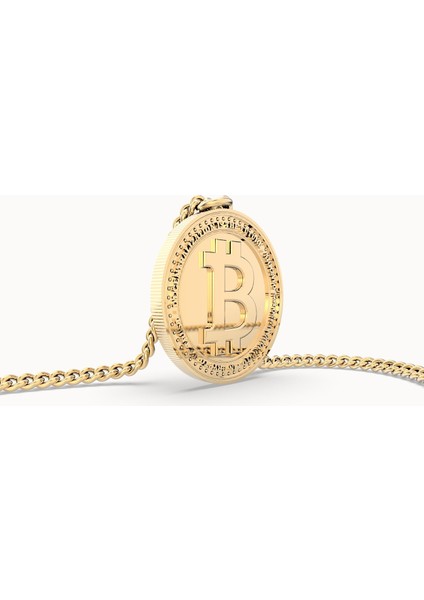 18 Ayar Altın Kaplama Bitcoin Ayarlanabilir Kolye