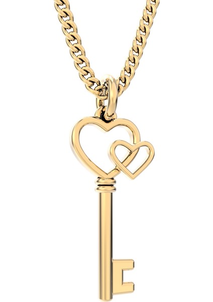 18 Ayar Altın Kaplama Love Key Kolye