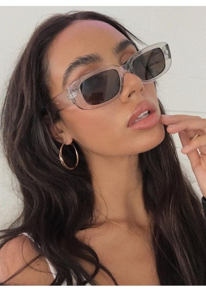 Chunky Frame Vintage Şeffaf Siyah Güneş Gözlüğü