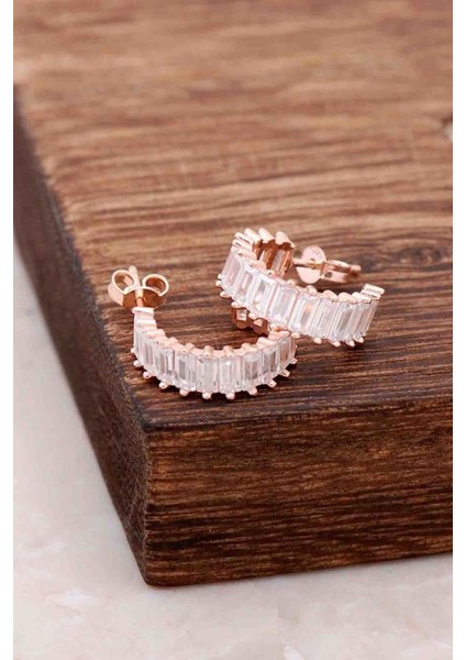 Baget Ros Gümüş Küpe 1408