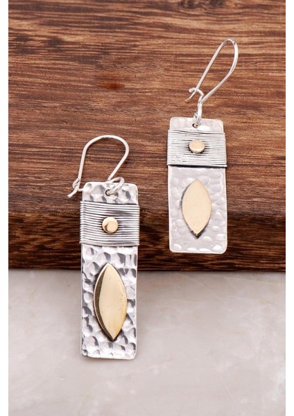 Tasarım Babil Motifli Çekiç Dövme Gümüş Küpe 1565