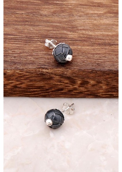 Tek Top Kazaziye El Sarması Mini Gümüş Küpe 493 modelleri