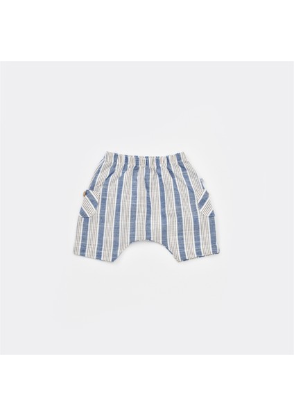2li Takım Şortlu Stripe Sytle Lacivert - Bej