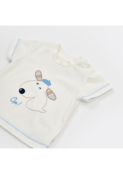 2li Takım Şortlu Stripe Sytle Bej - Mavi modelleri