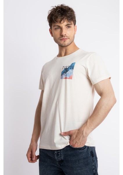 Erkek/unisex Baskılı O-Yaka T-Shirt Tissue - Ham Pamuk (Renkli Baskı) fiyatları