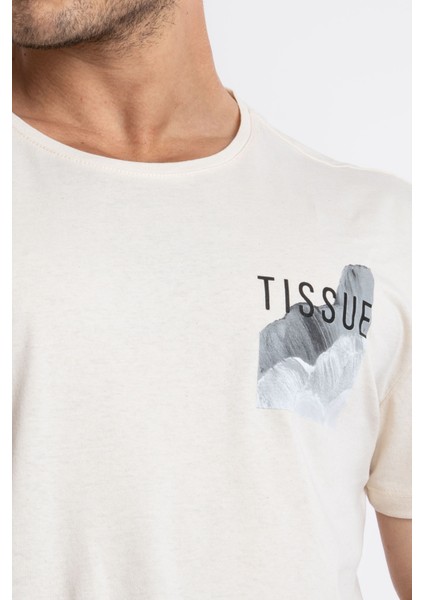 Erkek/unisex Baskılı O-Yaka T-Shirt Tissue - Ham Pamuk (Siyah-Beyaz Baskı) fırsatları