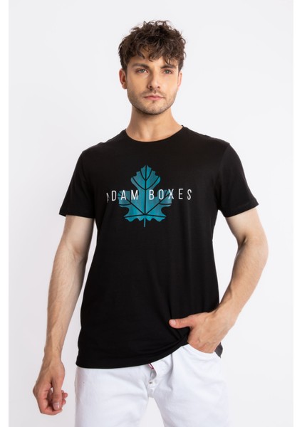 Erkek/unisex Baskılı O-Yaka T-Shirt Anillo - Siyah (Göl Yeşili Baskılı)