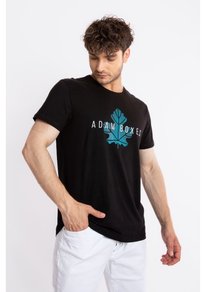 Erkek/unisex Baskılı O-Yaka T-Shirt Anillo - Siyah (Göl Yeşili Baskılı) fiyatları