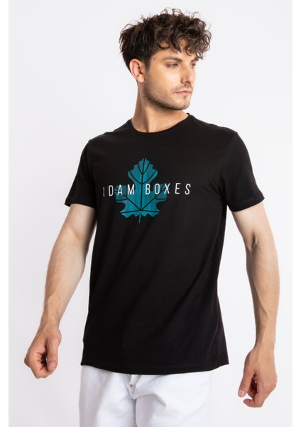 Erkek/unisex Baskılı O-Yaka T-Shirt Anillo - Siyah (Göl Yeşili Baskılı) modelleri