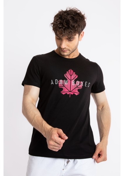 Erkek/unisex Baskılı O-Yaka T-Shirt Anillo - Siyah (Macenta Baskılı) fiyatları