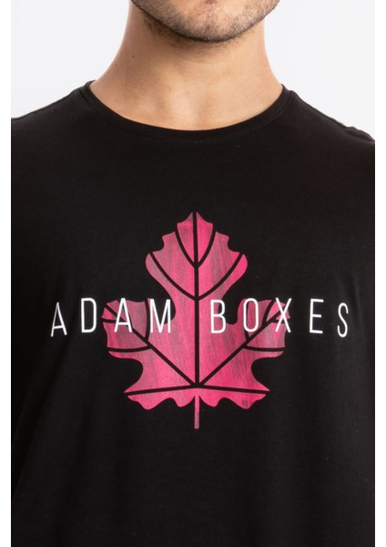 Erkek Baskılı O-Yaka T-Shirt Anillo - Siyah (Macenta Baskılı) indirimleri