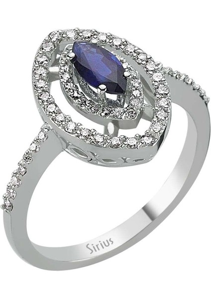 Pırlanta ve Markiz Kesim Safir Taşlı Yüzük 0417R0110
