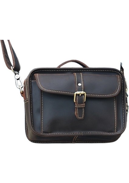 Erkek Messenger Çanta Crazy Horse Deri Vintage Tote Satchel Çanta (Yurt Dışından)
