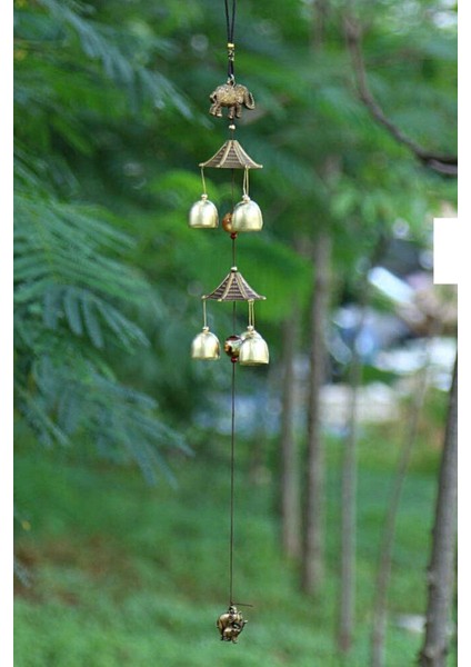 Metal Rüzgar Çanı Iki Katlı Bereket Filleri 6 Çan Feng Shui fırsatları