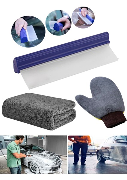Silikon Uçlu Cam Sileceği Çekçek ve Püsküllü Mikrofiber Araba Yıkama ve Detay Temizlik Eldiveni Oto Yıkama Bezleri ve Çekçekleri