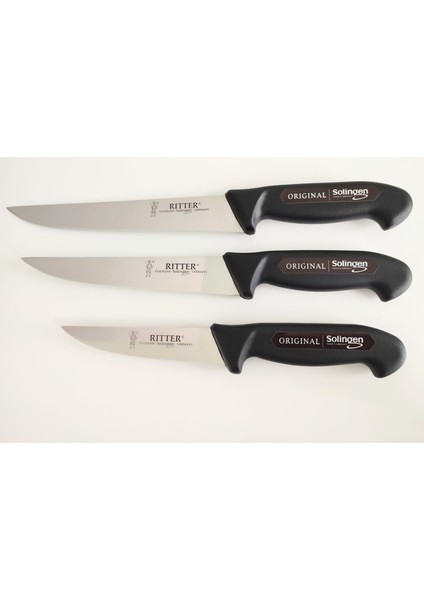 Kasap Bıçağı Seti 3 Adet ( 13cm+18cm+21cm) Siyah