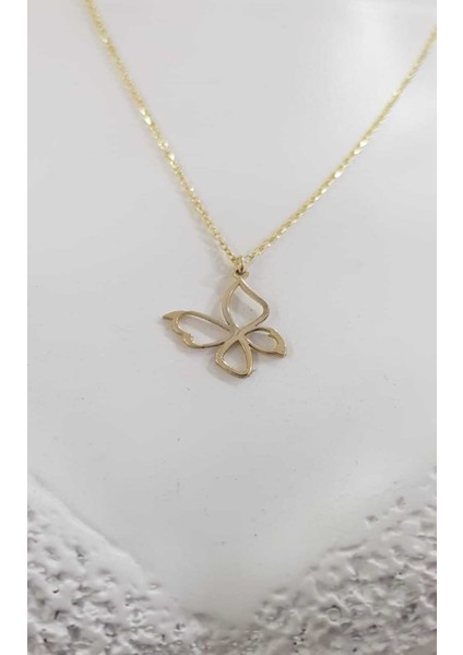 Kelebek Sarı Renk 925 Ayar Gümüş Kolye Rose - Beyaz Renk Seçeneği fırsatları