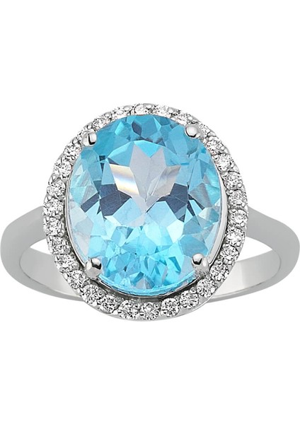 Pırlanta ve Oval Mavi Topaz Taşlı Yüzük 0417R0116 fiyatları