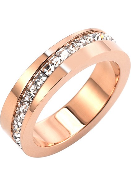 Geometrik Pırlantalı Pembe Altın Yüzük Basit Moda Niş Kayıtsız Modaya Uygun Mizaç Hafif Lüks Çok Yönlü (Yurt Dışından)