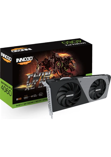 INNO3D RTX4060 Twin X2 Oc 8gb 128BIT Gddr6 (N40602-08D6X-173051N)