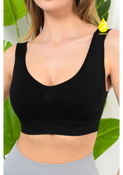 Kadın Modal Crop Top Büstiyer Toparlayıcı Seamless Dikişsiz Kalın Askılı Örme Bustiyer