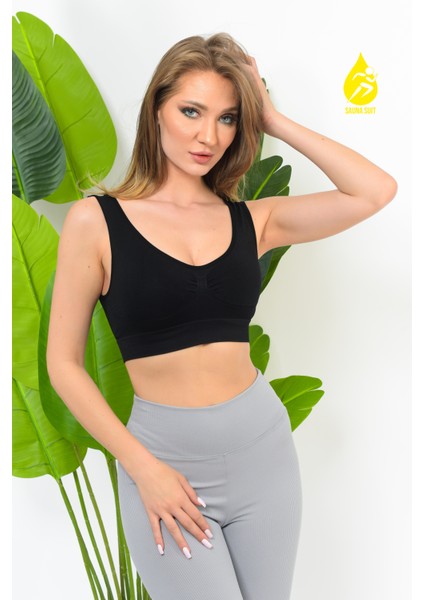 Kadın Modal Crop Top Büstiyer Toparlayıcı Seamless Dikişsiz Kalın Askılı Örme Bustiyer