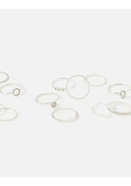 Taşlı Yüzük Seti x 12 Silver fiyatları