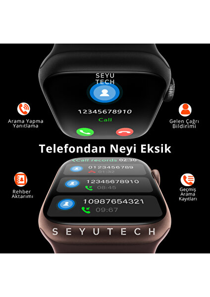 Watch 9 Pro  Siyah Iphone ve Android Tüm Telefonlara Uyumlu Akıllı Saat