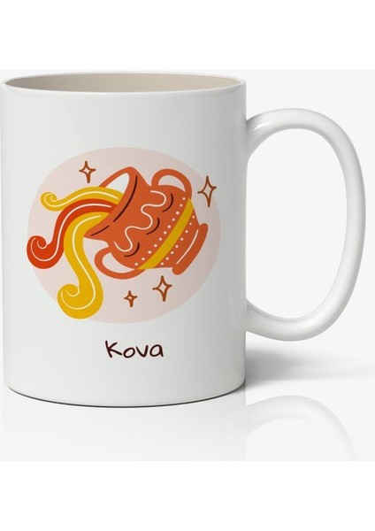 Kova Burcu Baskılı Kupa Bardak