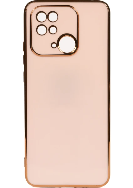 Case 4U Xiaomi Redmi 10C Kılıf Kamera Korumalı Parlak Gold Kenarlı Yumuşak Silikon Kapak Bark