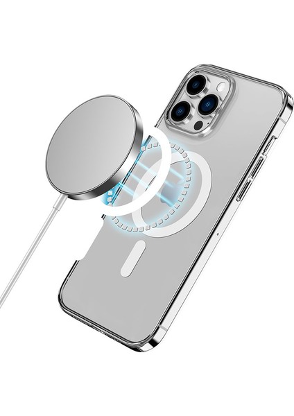 Apple iPhone 14 Pro Max Kılıf Magsafe Şarj Özellikli Transparan Sert Pc Wlons Pita Kapak