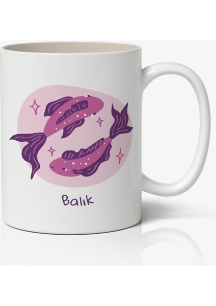 Balık Burcu Baskılı Kupa Bardak 2