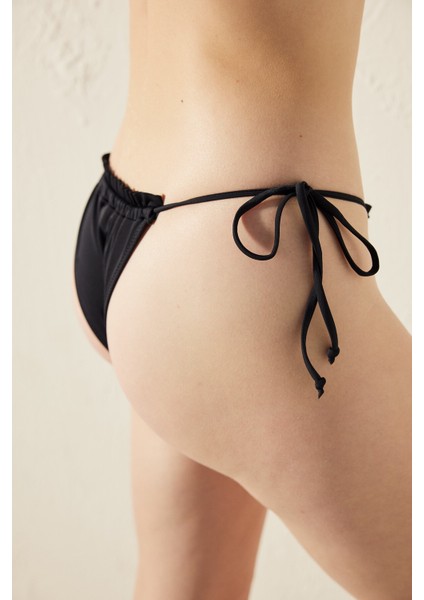 Basic Yandan İp Bağlamalı Siyah Bikini Altı fiyatları