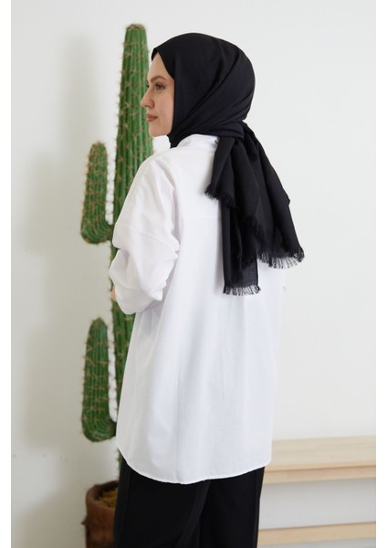 Düğmeli Poplin Gömlek-Beyaz fırsatları