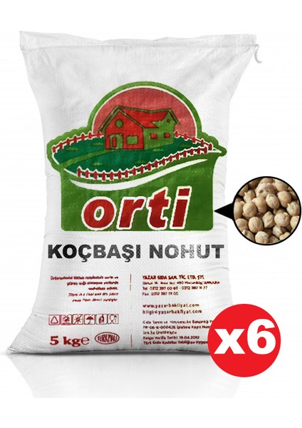 Orti Koçbaşı Nohut 5 Kg. x 6 Adet