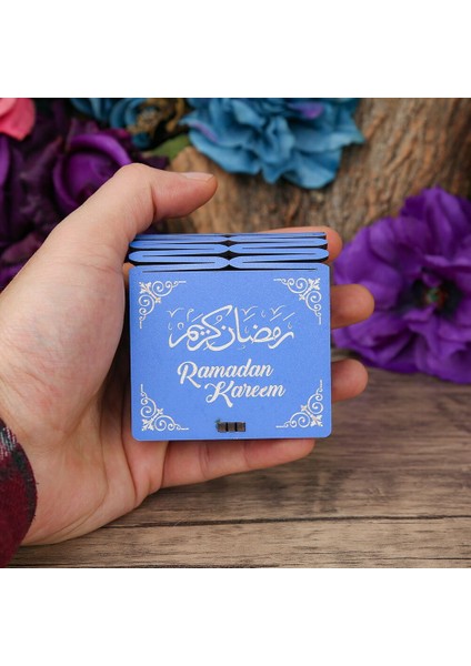 Ramazan Kerim Mini Ahşap Kutu & Mini Kur'an-I Kerim Mavi - Elmalili M. Hamdi Yazır