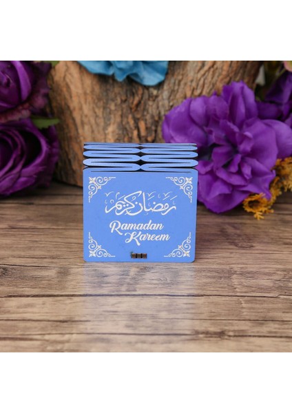 Ramazan Kerim Mini Ahşap Kutu & Mini Kur'an-I Kerim Mavi - Elmalili M. Hamdi Yazır