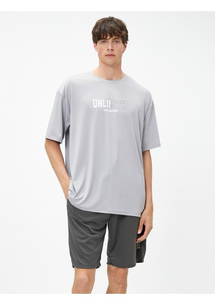 Oversize Spor Tişört Slogan Baskılı Bisiklet Yaka modelleri