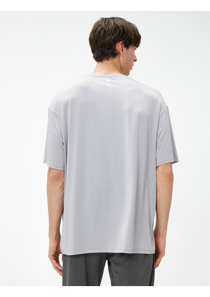 Oversize Spor Tişört Slogan Baskılı Bisiklet Yaka fırsatları