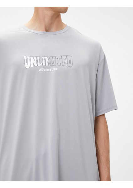 Oversize Spor Tişört Slogan Baskılı Bisiklet Yaka indirimleri