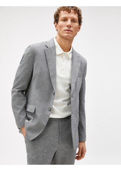 Yazlık Ceket Blazer Cep Detaylı Düğmeli