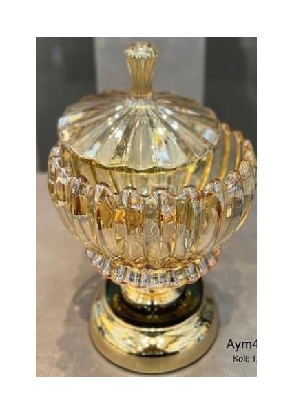Decovien Şekerlik Cam Gold Aym4034a