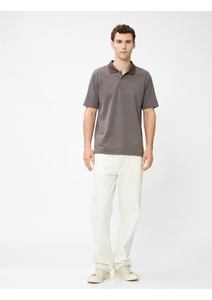 Polo Yaka Tişört Düğmeli Kısa Kollu Geometrik Baskılı fiyatları