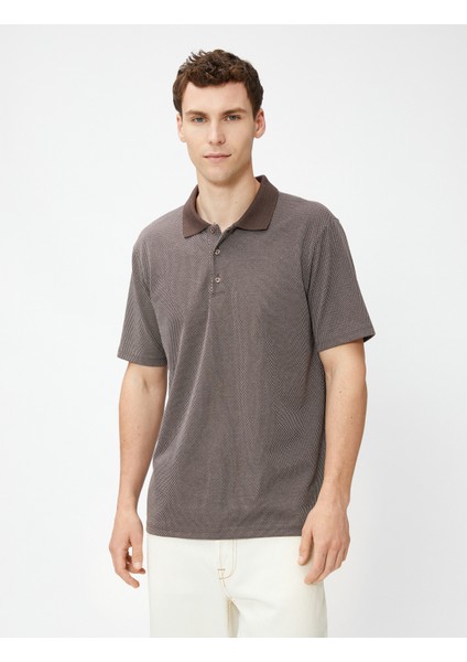 Polo Yaka Tişört Düğmeli Kısa Kollu Geometrik Baskılı modelleri